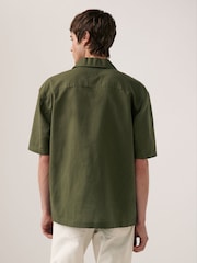 Green Linen Blend Short Sleeve Shirt - Image 3 of 6