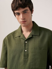 Green Linen Blend Short Sleeve Shirt - Image 4 of 6
