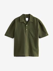 Green Linen Blend Short Sleeve Shirt - Image 5 of 6