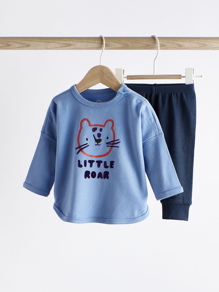 Cobalt Blue Lion Baby Top and Leggings 2 Piece Set - Image 1 of 8
