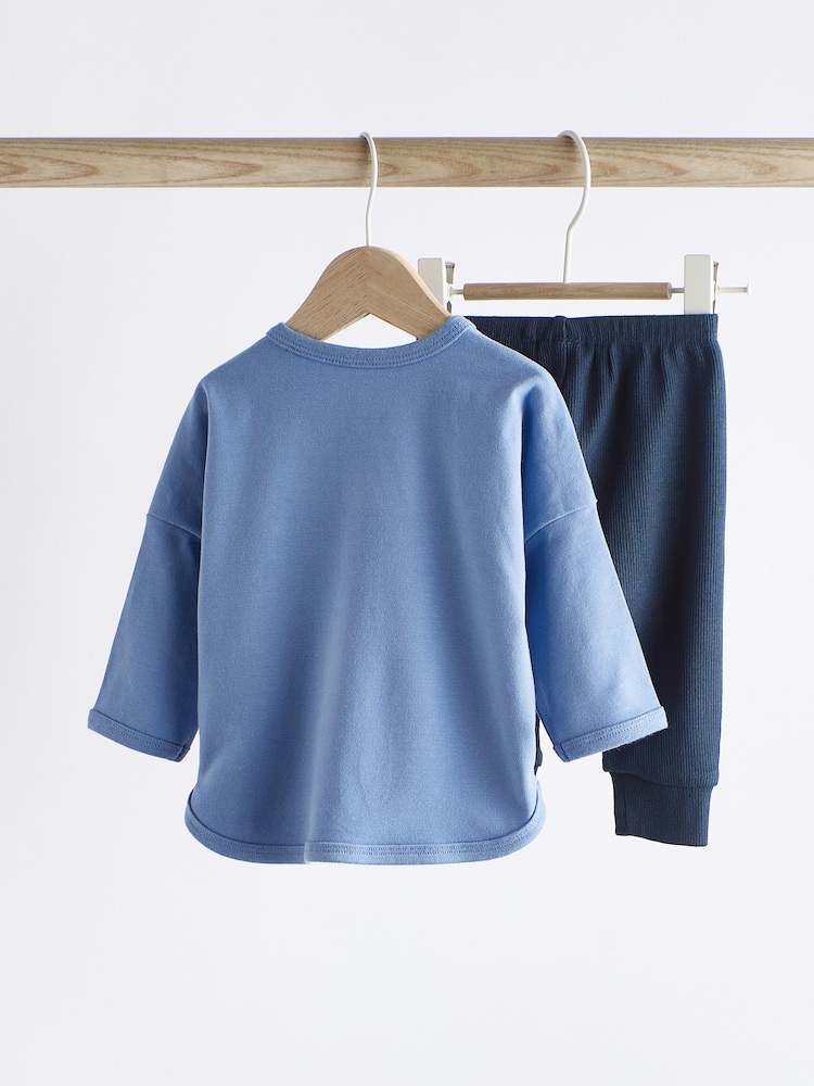 Cobalt Blue Lion Baby Top and Leggings 2 Piece Set - Image 2 of 8