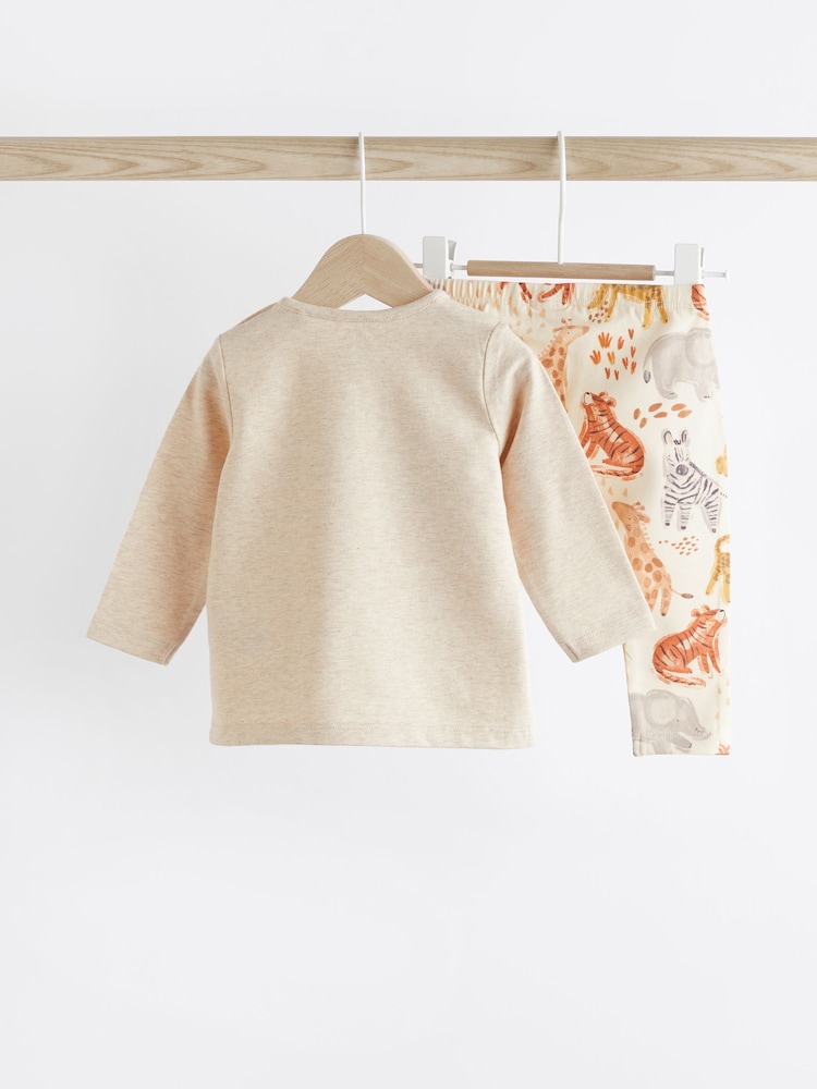 Neutral Safari Baby Top and Leggings 2 Piece Set - Image 2 of 7