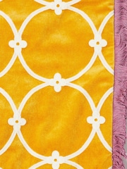 Oliver Bonas Yellow Embroidered Loop Velvet Cushion Cover - Image 2 of 4