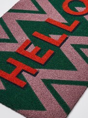 Oliver Bonas Purple/Green Hello Chevron Doormat - Image 3 of 4