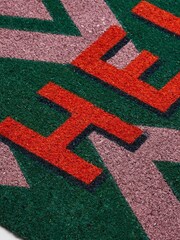 Oliver Bonas Purple/Green Hello Chevron Doormat - Image 4 of 4