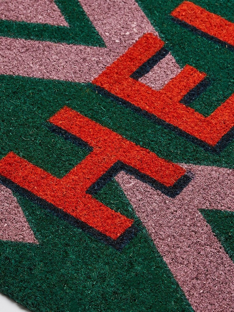 Oliver Bonas Purple/Green Hello Chevron Doormat - Image 4 of 4