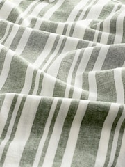 Green Linen Blend Stripe Short Sleeve Shirt - Image 8 of 8