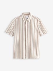 Stone Linen Blend Stripe Short Sleeve Shirt - Image 5 of 7