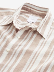 Stone Linen Blend Stripe Short Sleeve Shirt - Image 6 of 7