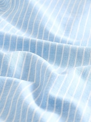 Blue Linen Blend Stripe Short Sleeve Shirt - Image 8 of 8