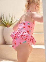 Rot/Rosa/Kirschen - Badeanzug mit Röckchen (3 Monate–7 Jahre) - Bild 2 von 6