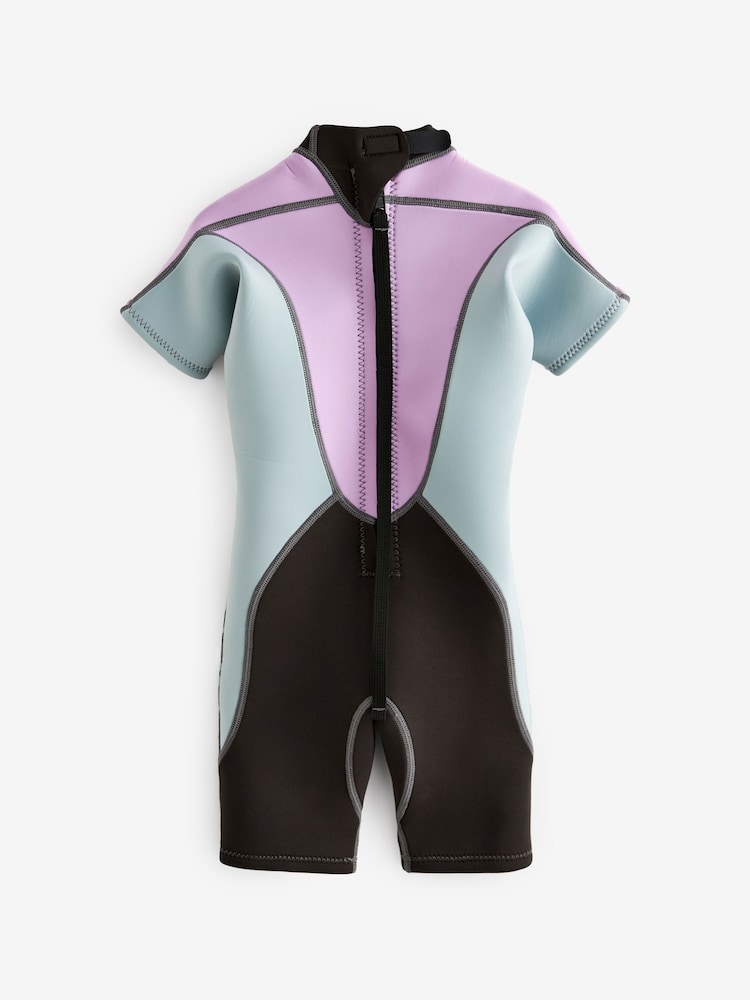 Black/Purple Short Sleeve Neoprene Wetsuit (1-16yrs) - Image 5 of 8
