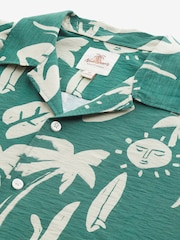Green Printed Short Sleeve Shirt With Cuban Collar - Image 4 of 5