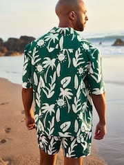 Green Printed Short Sleeve Shirt With Cuban Collar - Image 5 of 5