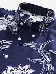 Marineblau/blau - 100 % Baumwolle Kurzarm-Oxford-Hemd mit Blumenmuster - Bild 7 von 7