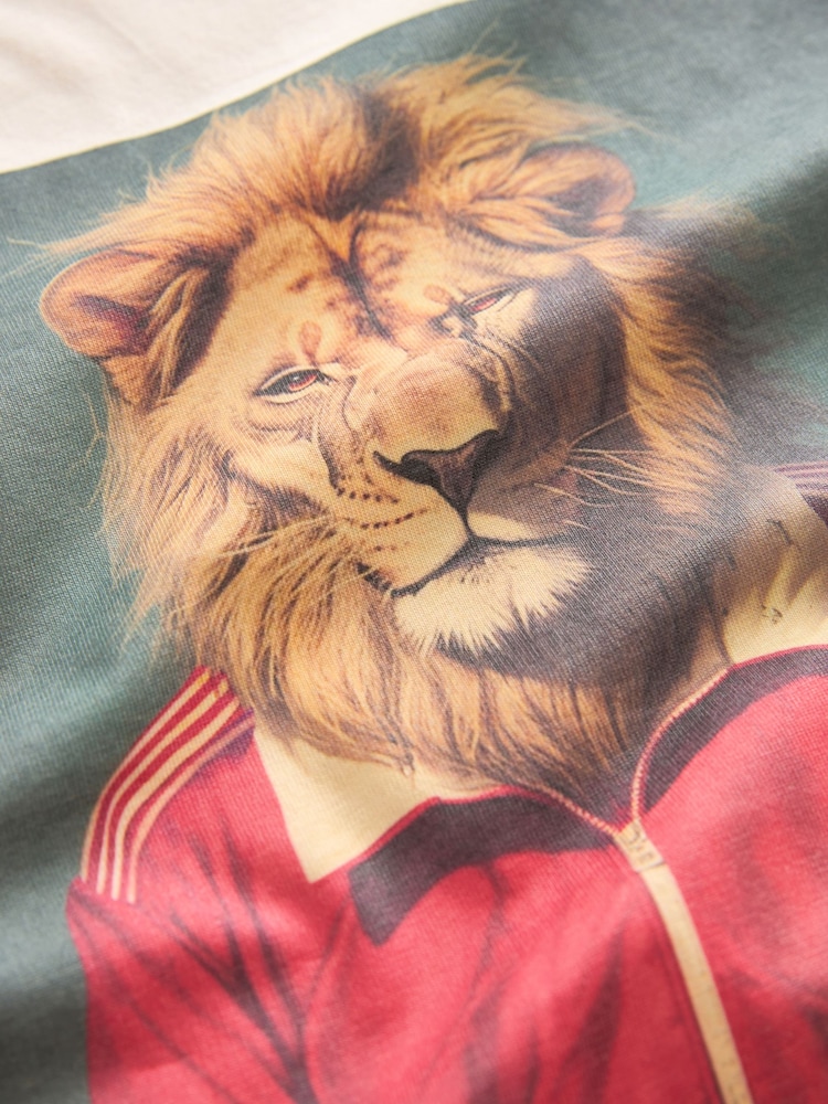 Stone Football Lion 100% Cotton Short Sleeve Graphic T-Shirt (3-16yrs) - Image 3 of 3 Stone Football Lion 100% Cotton Short Sleeve Graphic T-Shirt (3-16yrs) - Image 3 of 3