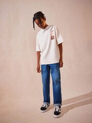 Cream Floral Back Print Oversized Fit 100% Cotton Short Sleeve Graphic T-Shirt (3-16yrs) - Image 3 of 7