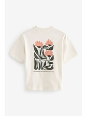 Cream Floral Back Print Oversized Fit 100% Cotton Short Sleeve Graphic T-Shirt (3-16yrs) - Image 5 of 7