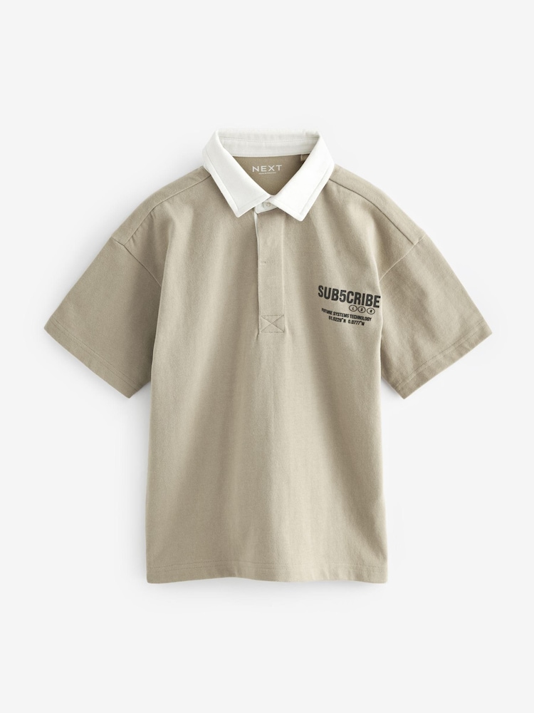 Stone Subscribe Short Sleeve Rugby Shirt (3-16yrs) - Image 1 of 1 Stone Subscribe Short Sleeve Rugby Shirt (3-16yrs) - Image 1 of 1