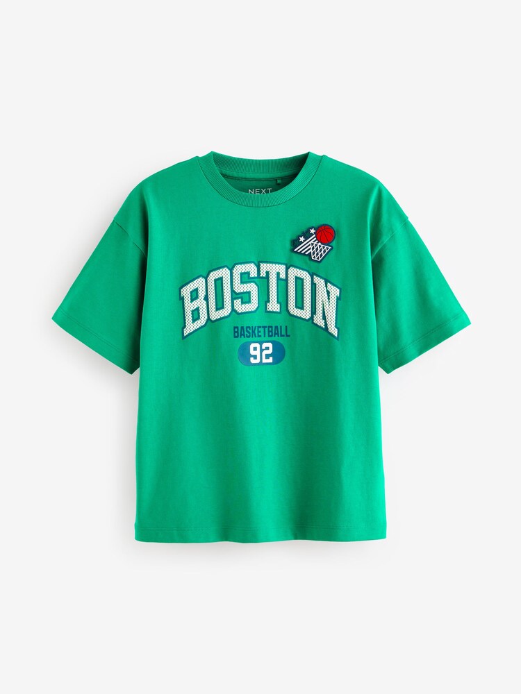 Green Varsity 100% Cotton Short Sleeve Graphic T-Shirt (3-16yrs) - Image 5 of 7
