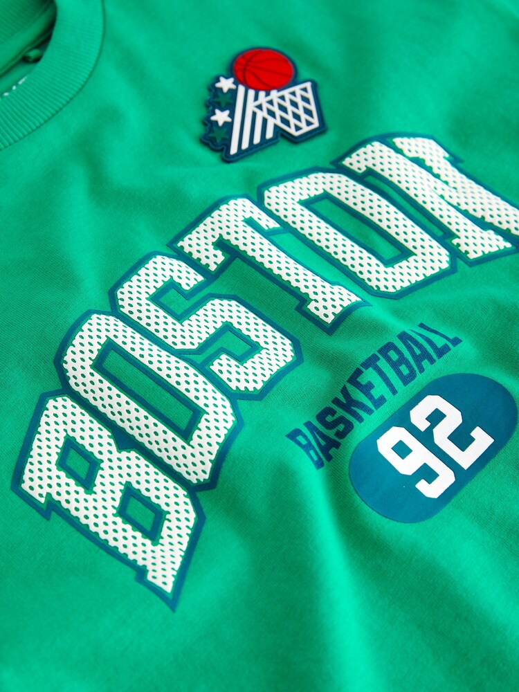 Green Varsity 100% Cotton Short Sleeve Graphic T-Shirt (3-16yrs) - Image 7 of 7