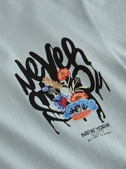 Серый с вышивкой - Relaxed Fit Short Sleeve Graphic Print T-Shirt (3-16yrs) - Image 3 of 3