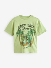 Green Surf Skeleton Relaxed Fit Washed Short Sleeve T-Shirt (3-16yrs) - Image 1 of 3