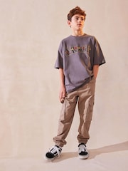 Grey Embroidery Oversized Fit 100% Cotton Short Sleeve Graphic T-Shirt (3-16yrs) - Image 2 of 7