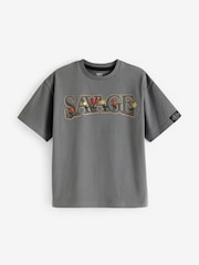 Grey Embroidery Oversized Fit 100% Cotton Short Sleeve Graphic T-Shirt (3-16yrs) - Image 5 of 7