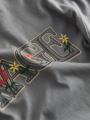 Grey Embroidery Oversized Fit 100% Cotton Short Sleeve Graphic T-Shirt (3-16yrs) - Image 7 of 7