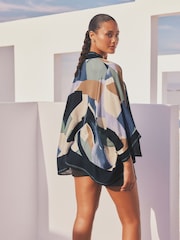 Blue Geo Short Kimono Cover-Up - Image 1 of 6