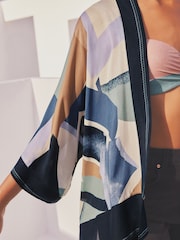 Blue Geo Short Kimono Cover-Up - Image 4 of 6
