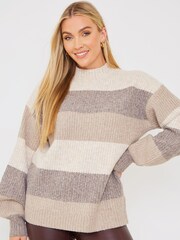 In The Style Brown Stacey Solomon Striped Tonal Jumper - Image 1 of 5