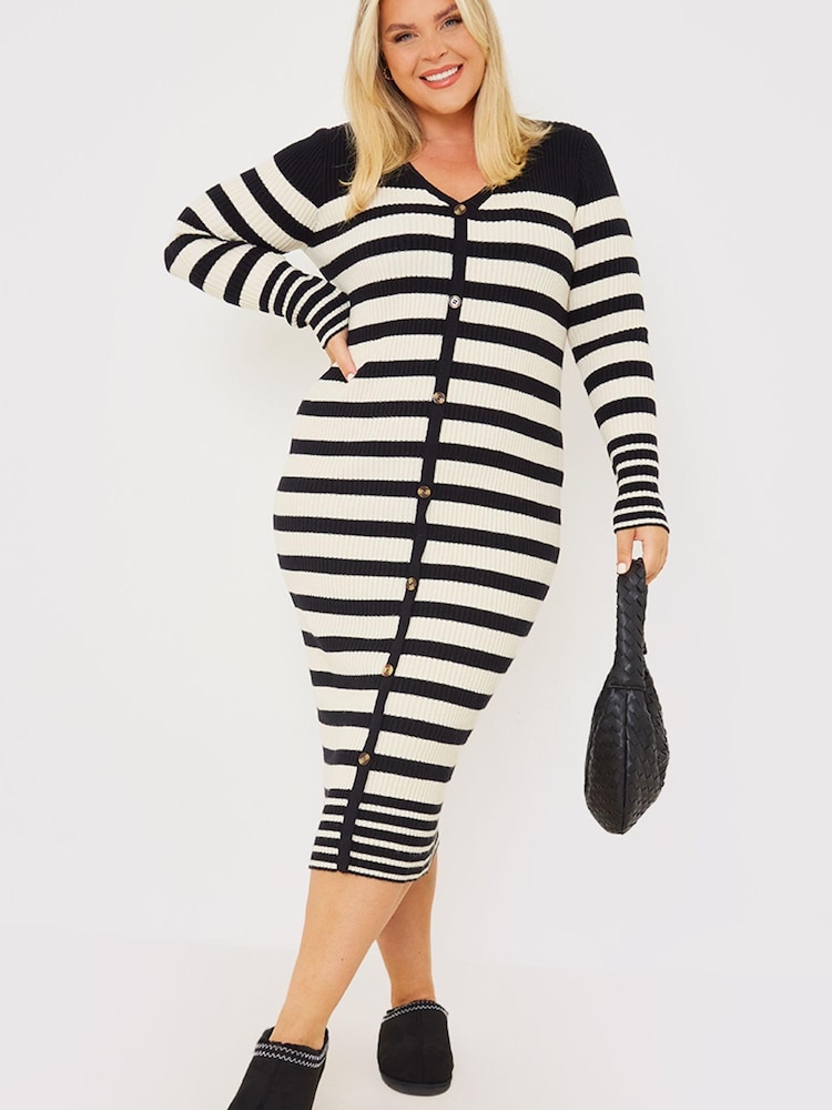 In The Style Black Gemma Atkinson Knit Button Up Midaxi Dress - Image 3 of 6