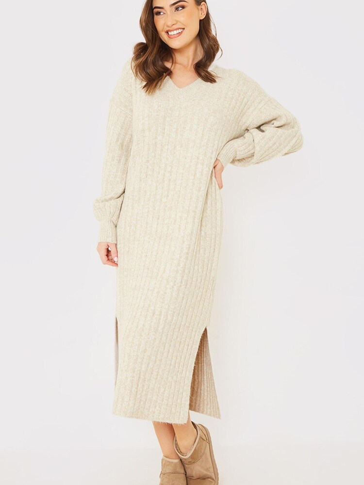In The Style Grey Gemma Louise Miles V-Neck Knitted Midaxi Dress - Image 2 of 4