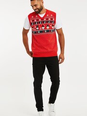 Threadbare Red V-Neck Christmas Vest - Image 3 of 4