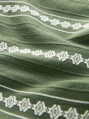 Green Textured Horizontal Stripe Short Sleeve Cuban Collar Shirt - Image 7 of 7