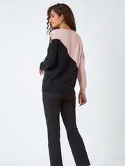 Roman Black Sequin Embellished Colourblock Jumper - Image 2 of 5