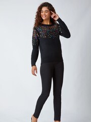 Roman Black Sequin Embellished Knit Jumper - Image 3 of 5