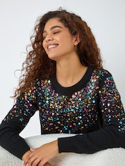 Roman Black Sequin Embellished Knit Jumper - Image 5 of 5