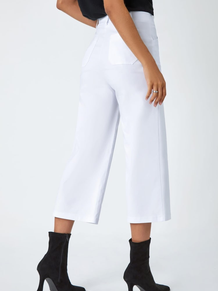 Roman White Cropped Stretch Culottes - Image 2 of 5