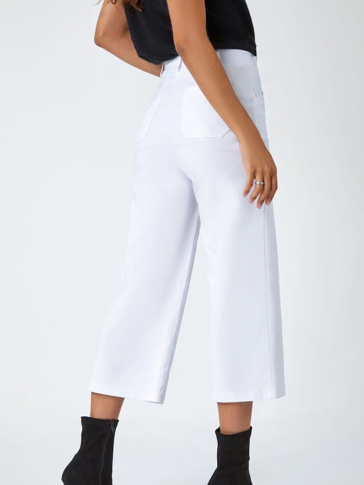 Roman White Cropped Stretch Culottes - Image 3 of 5
