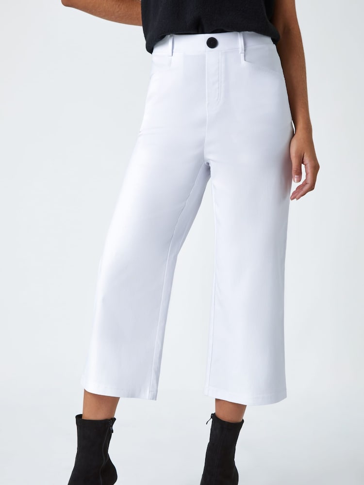 Roman White Cropped Stretch Culottes - Image 4 of 5
