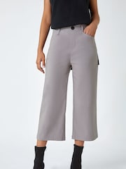 Roman Light Grey Cropped Stretch Culottes - Image 1 of 5