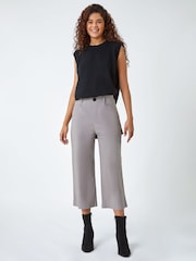 Roman Light Grey Cropped Stretch Culottes - Image 3 of 5