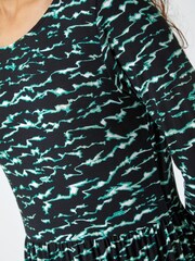 Roman Green Abstract Wave Print Stretch Midi Dress - Image 5 of 5