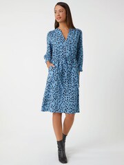 Roman Blue Butterfly Print Knitted Stretch Dress - Image 2 of 5