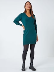 Roman Green Knitted Jumper Dress - Image 3 of 5