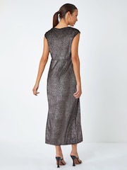 Roman Black Velvet Sparkle Stretch Maxi Dress - Image 2 of 5