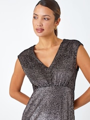 Roman Black Velvet Sparkle Stretch Maxi Dress - Image 4 of 5